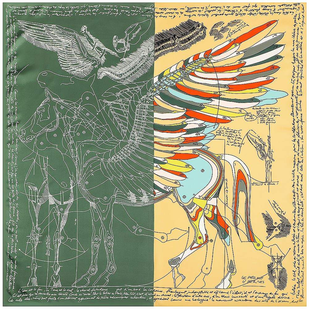 130cm 100% foulard en soie marque foulard carré Design de mode Pegasus femmes châle Bandana foulard foulards pour dames