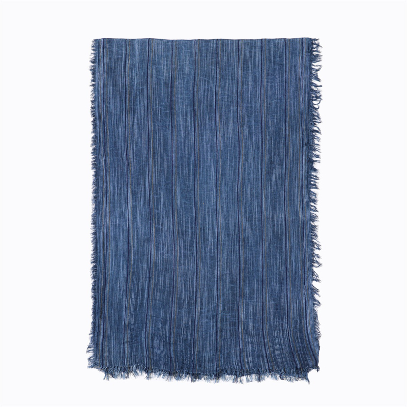 Écharpe rayée en coton et lin pour hommes et femmes, châles et enveloppes longs et doux, pompon court, accessoires masculins, automne hiver