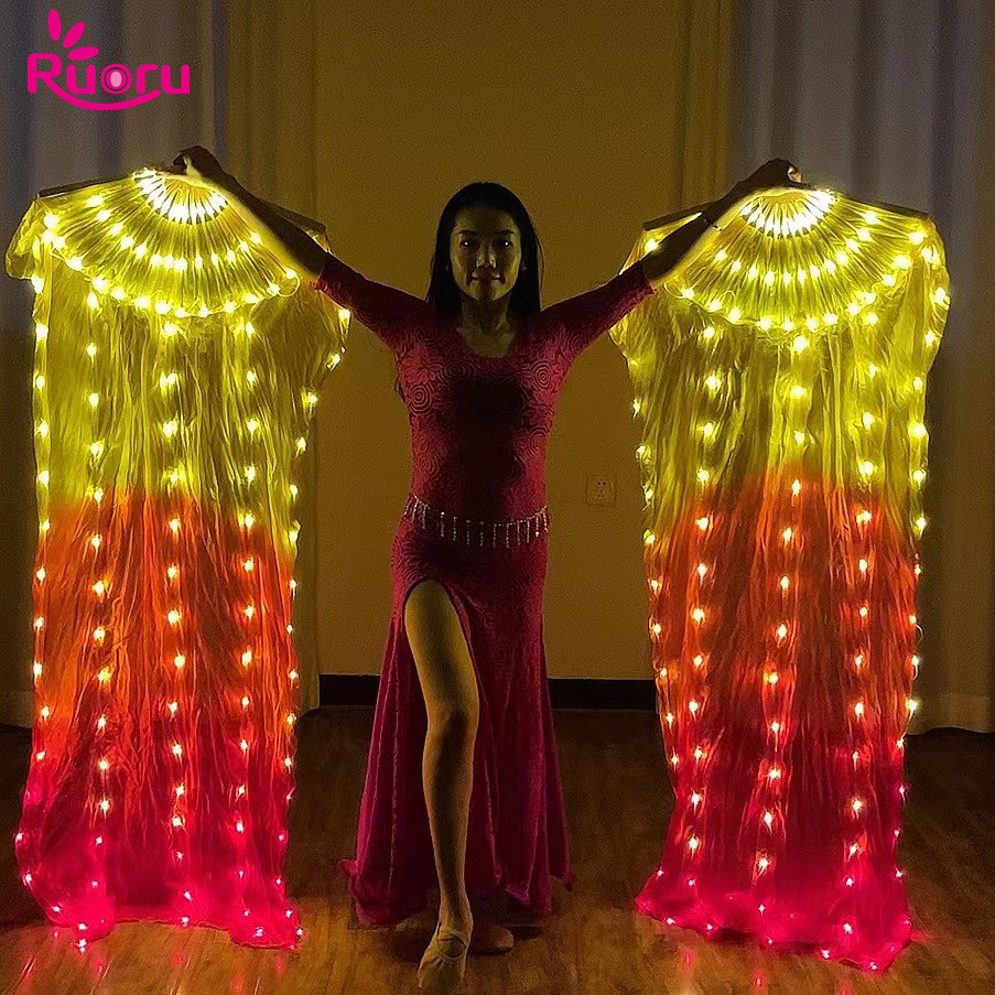Ruoru-Voile d'éventail de danse du ventre LED, olympiques de danse sur scène, spectacle de lumière InjLED, carnaval, 100%