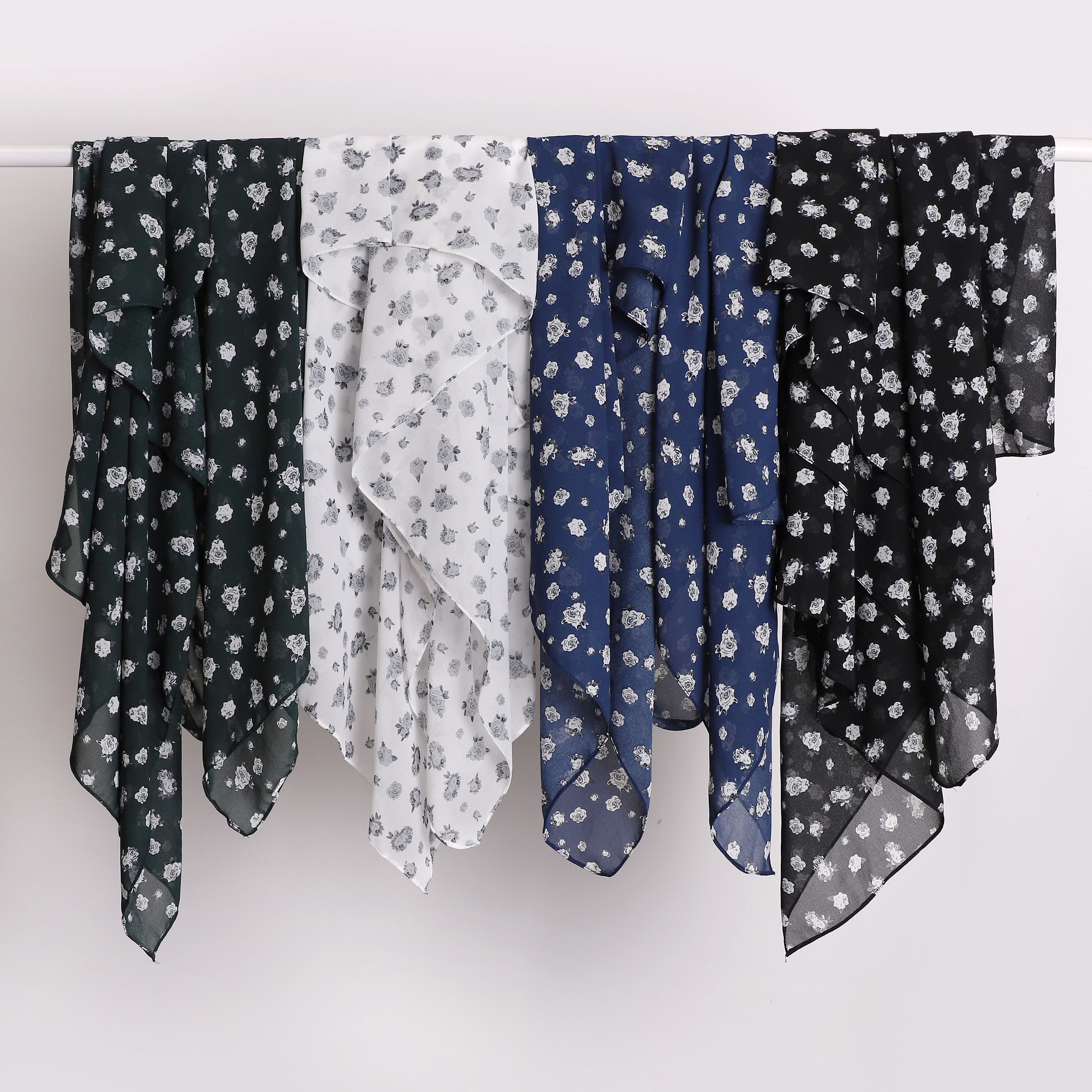 Nouveau Foulard en Chiffon Imprimé avec Perles, Écharpe Malaisienne, Châles, Voiles Arabes pour Musulmanes, Foulard Floral, Tudung Bawal
