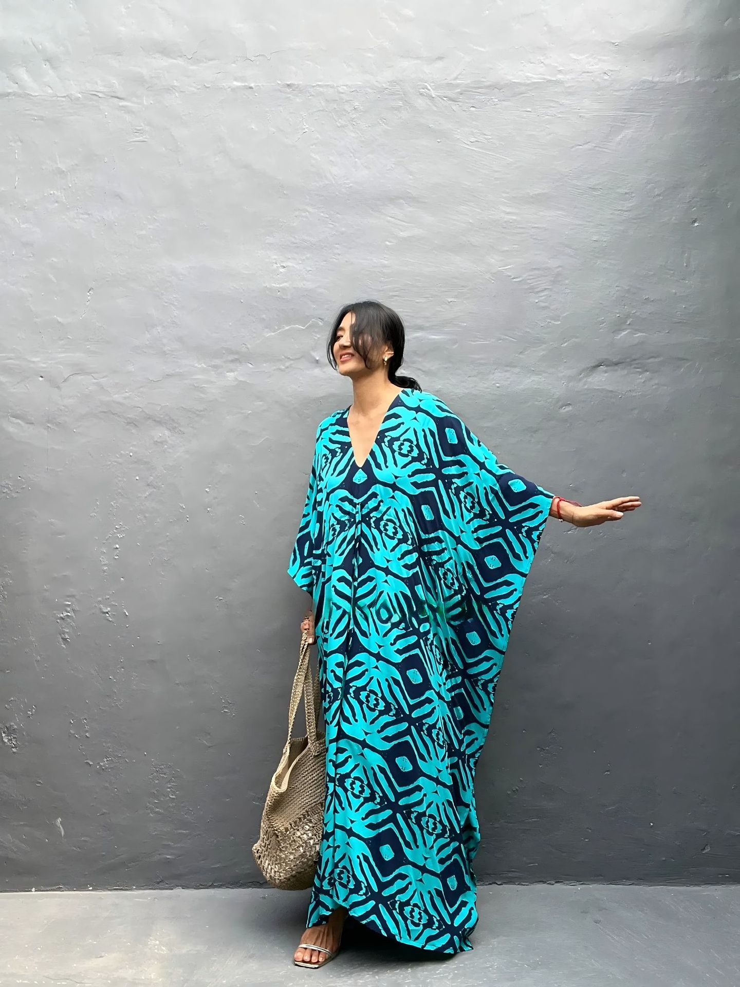 Robe caftan grande taille pour maillots de bain femmes maillot de bain couvrir Robe de plage Robe de plage avec imprimé