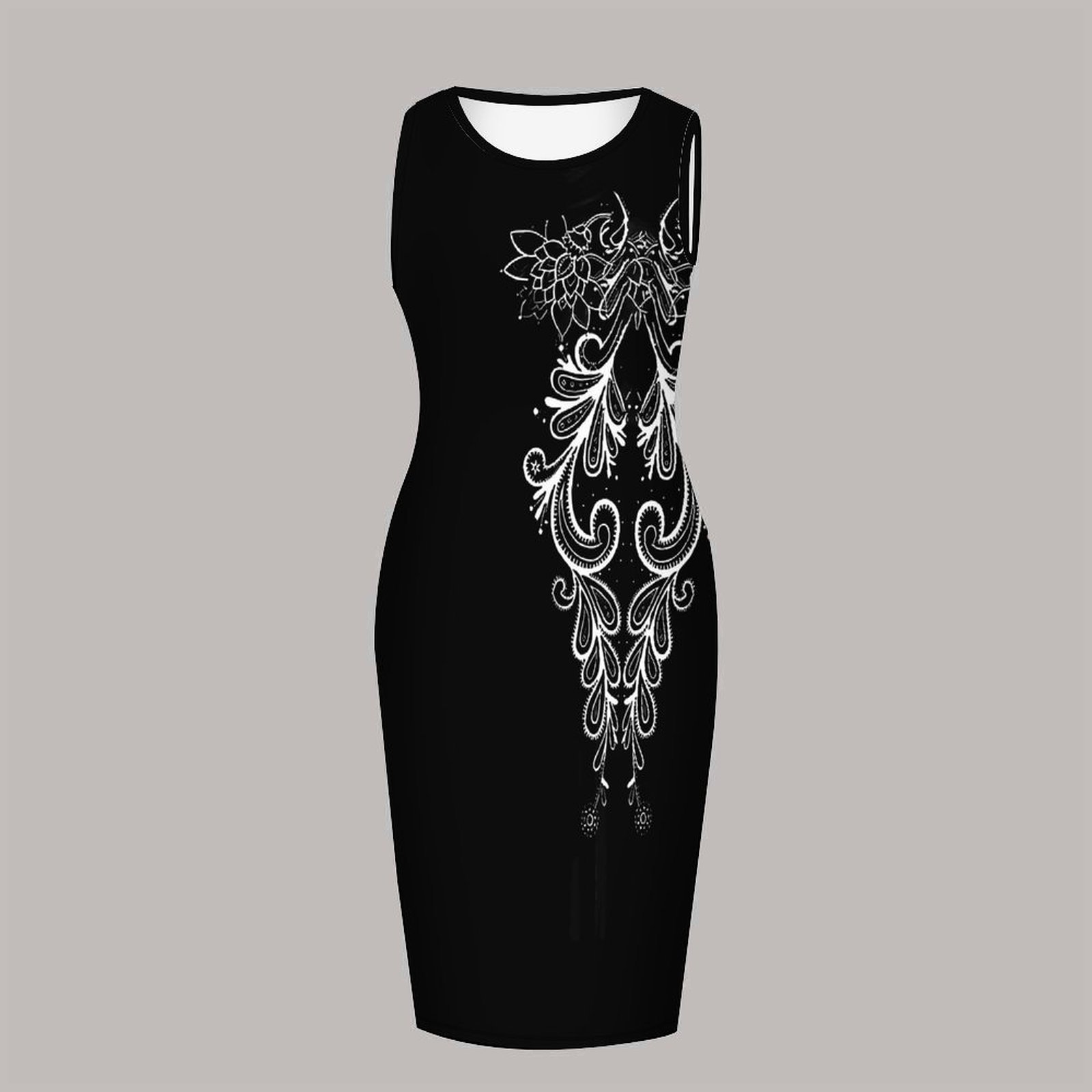 Ensemble deux pièces élégant pour femme grande taille : haut imprimé, gilet, robe et manteau à manches courtes, col rond – Idéal pour invitées de mariage
