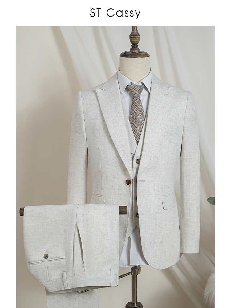 Ensemble 3 pièces de style turc (veste + gilet + pantalon) Costume élégant pour homme, veste beige, coupe ajustée, costume complet pour homme, bureau, affaires