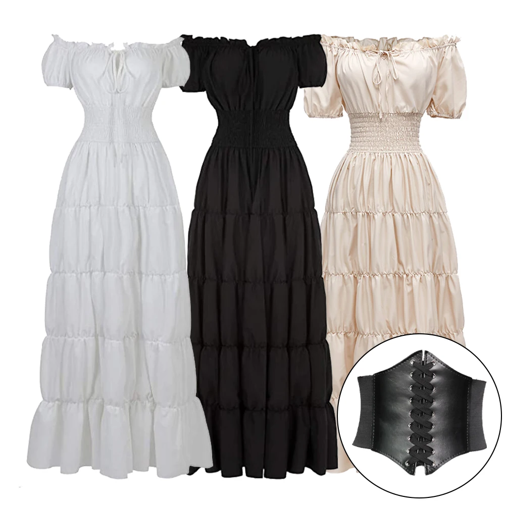 Costume de Cosplay Médiéval pour Femme, Robe Rétro Victorienne, Manches Courtes, Renaissance 7.5 ate, Gothique, Halloween, Carnaval