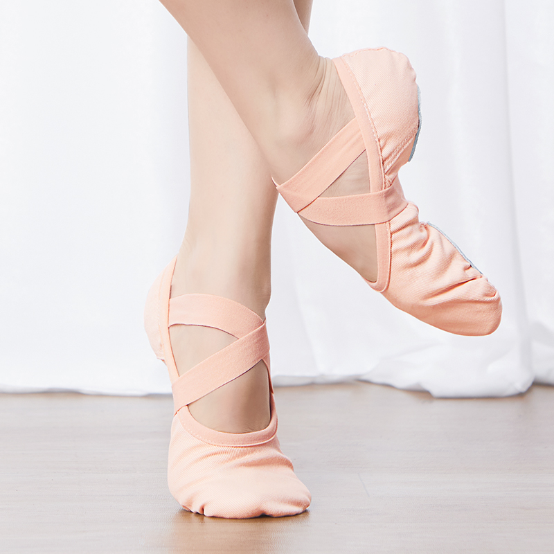 Chaussons de ballet pour filles, ballerines élastiques, chaussures de danse plates pour femmes, chaussons de ballet en tissu extensible à lacets simples