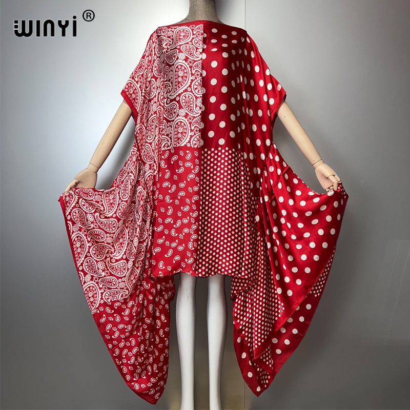 WINYI Robe de plage bohème pour femmes, mode estivale, soirée, tenue de plage, kaftan africain, robe de vacances à col unique, sexy et élégante.