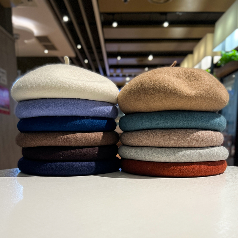 Bérets en laine élégants pour femmes, automne hiver, Vintage, solide, chapeaux pour femmes, Bonnet d'artiste français, casquette de marche chaude assortie