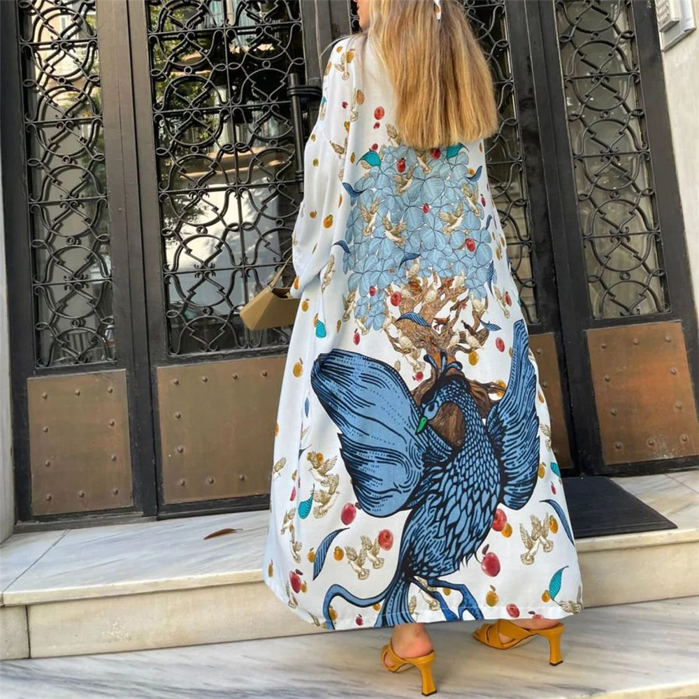 Kaftans à imprimé floral pour femme, tuniques féminines, couvre-maillot de plage, tenues de plage maxi été 2026, robes kaftan pour femmes