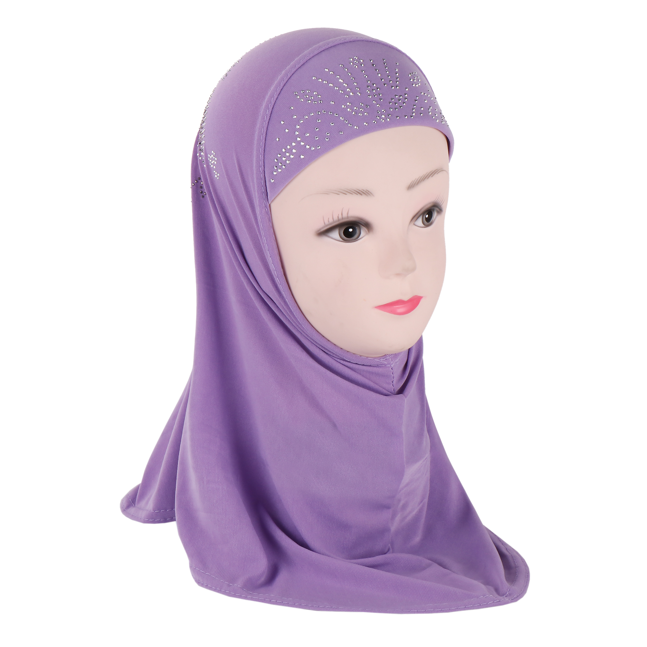 H359a Petit Hijab Musulman pour Filles de 2 à 6 Ans avec Strass, Qualité Supérieure, Foulard Islamique Amira à Enfiler, Foulard de Prière Très Vendu
