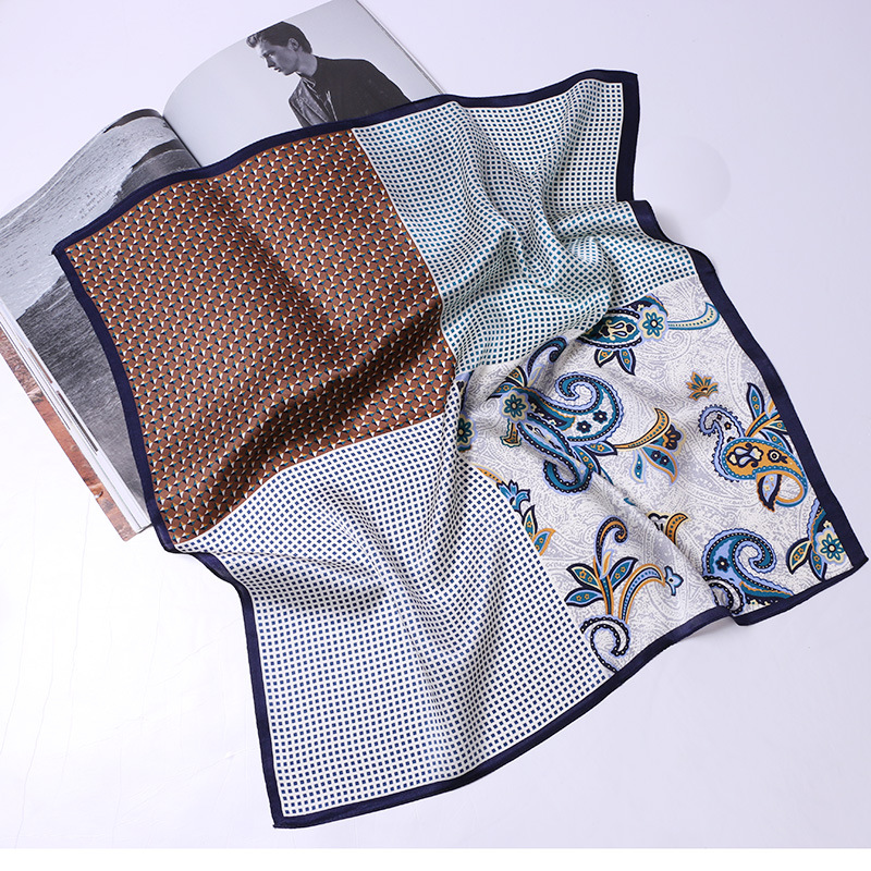Injplanchers f-Foulard de cou carré pur pour hommes, petit bandeau de sauna, foulards College de la présidence, bandana, 53x53cm, mode 100%, 2023
