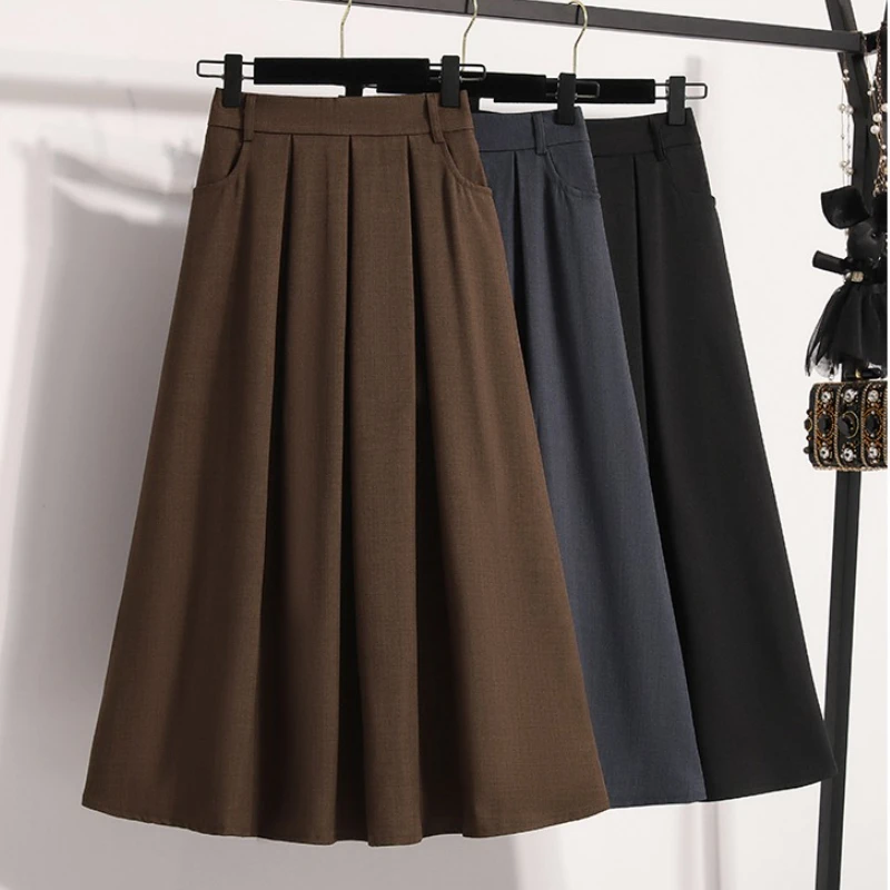 Robe Maxi trapèze plissée, couleur unie, jupe polyvalente mi-longue, couverture des hanches, nouveau Style printemps été 2026, jupe mi-longue