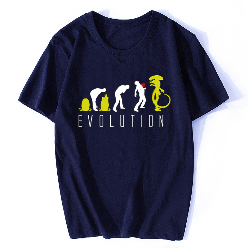 Homme femmes mode t-shirt drôle évolution d'extraterrestre hommes science-fiction t-shirt hommes loisirs hauts mâle été surdimensionné t-shirts coton