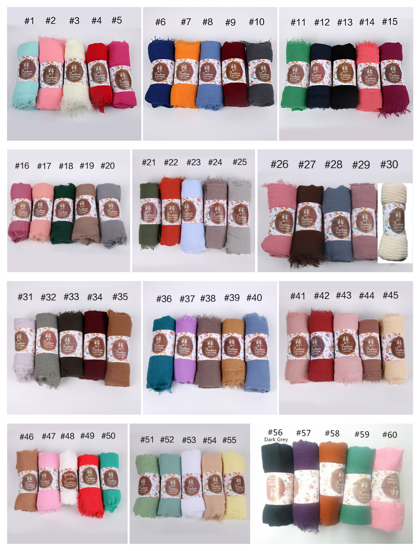 12 pièces/lot, châle long uni froissé en coton viscose, écharpe hijab froissée pour femmes, châle hijab musulman, vente en gros