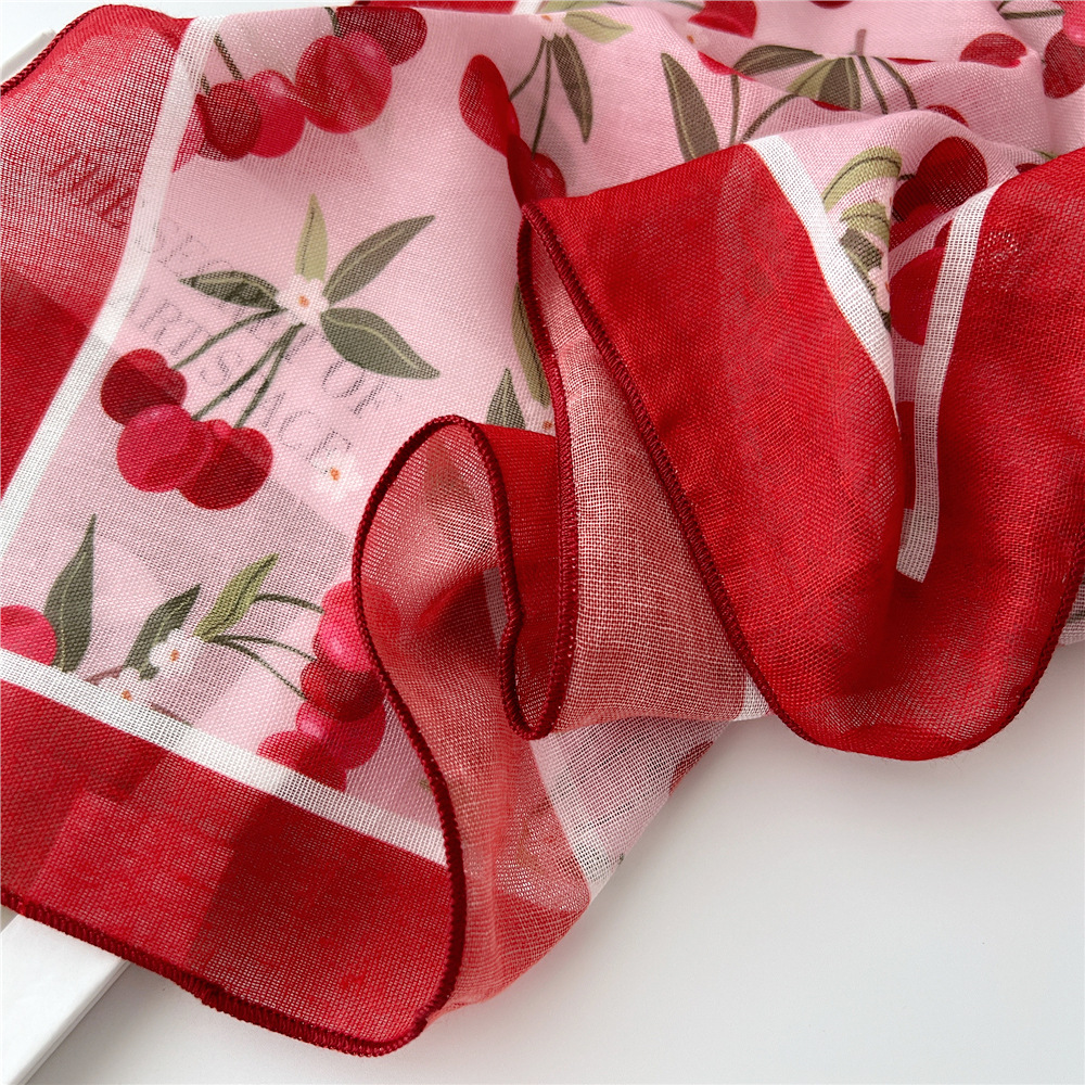 Foulard carré en coton et lin de 55 cm pour femmes, style coréen chic, bandeau décoratif tendance, foulard floral pour le cou, idéal printemps-été