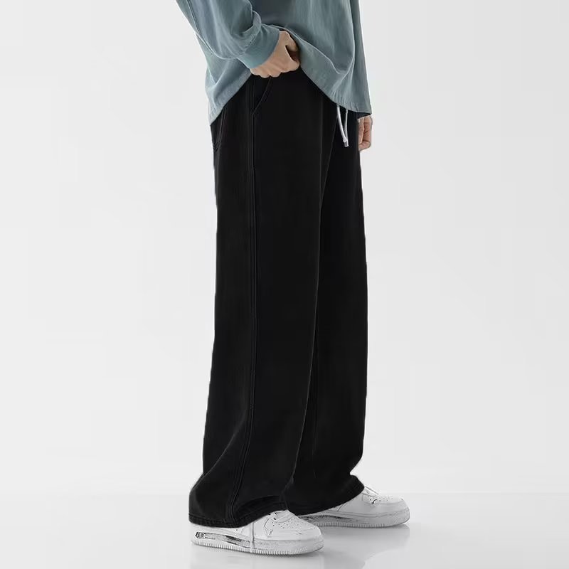 Pantalon Homme Nouvelle Collection 2024 – Jean Coréen Décontracté Coupe Droite Classique pour Homme – Jean Large Tendance Streetwear