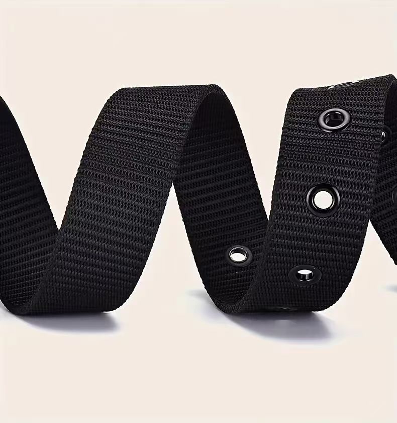 Ceinture en cuir à boucle ardillon en toile poreuse pour hommes, ceinture de sport d'extérieur, ceinture à œillets tendance pour femmes, ceinture pour jeans pour hommes et femmes
