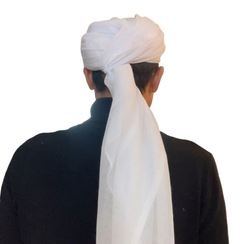 Foulard blanc musulman Hijabs pour hommes, léger, respirant, en coton doux, pour l'extérieur, Eid, Ramadan, prière, couvre-chef, fête dansante