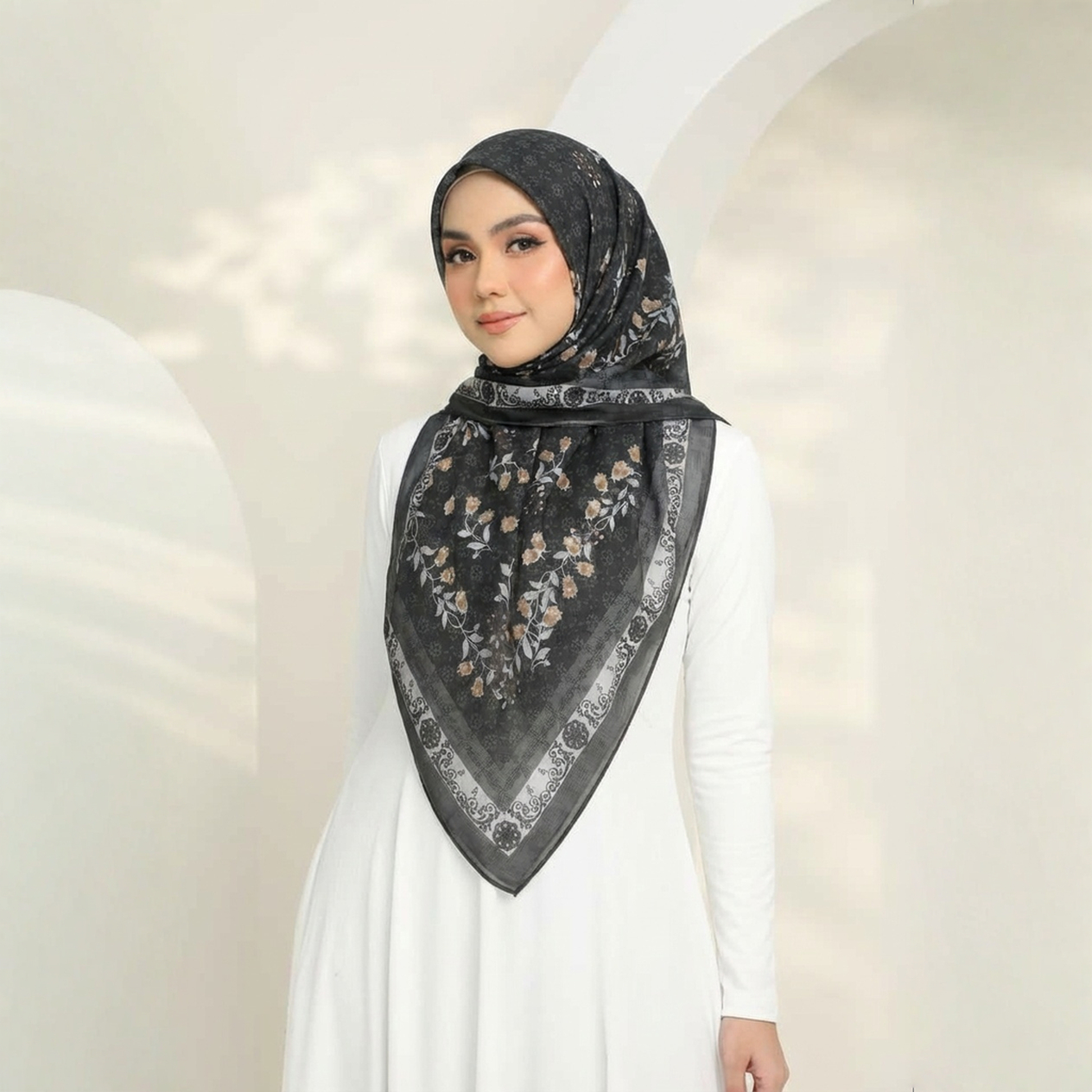 Foulard carré en viscose imprimé floral de 110 cm pour femmes musulmanes, hijab en coton, écharpe de mode malaisienne