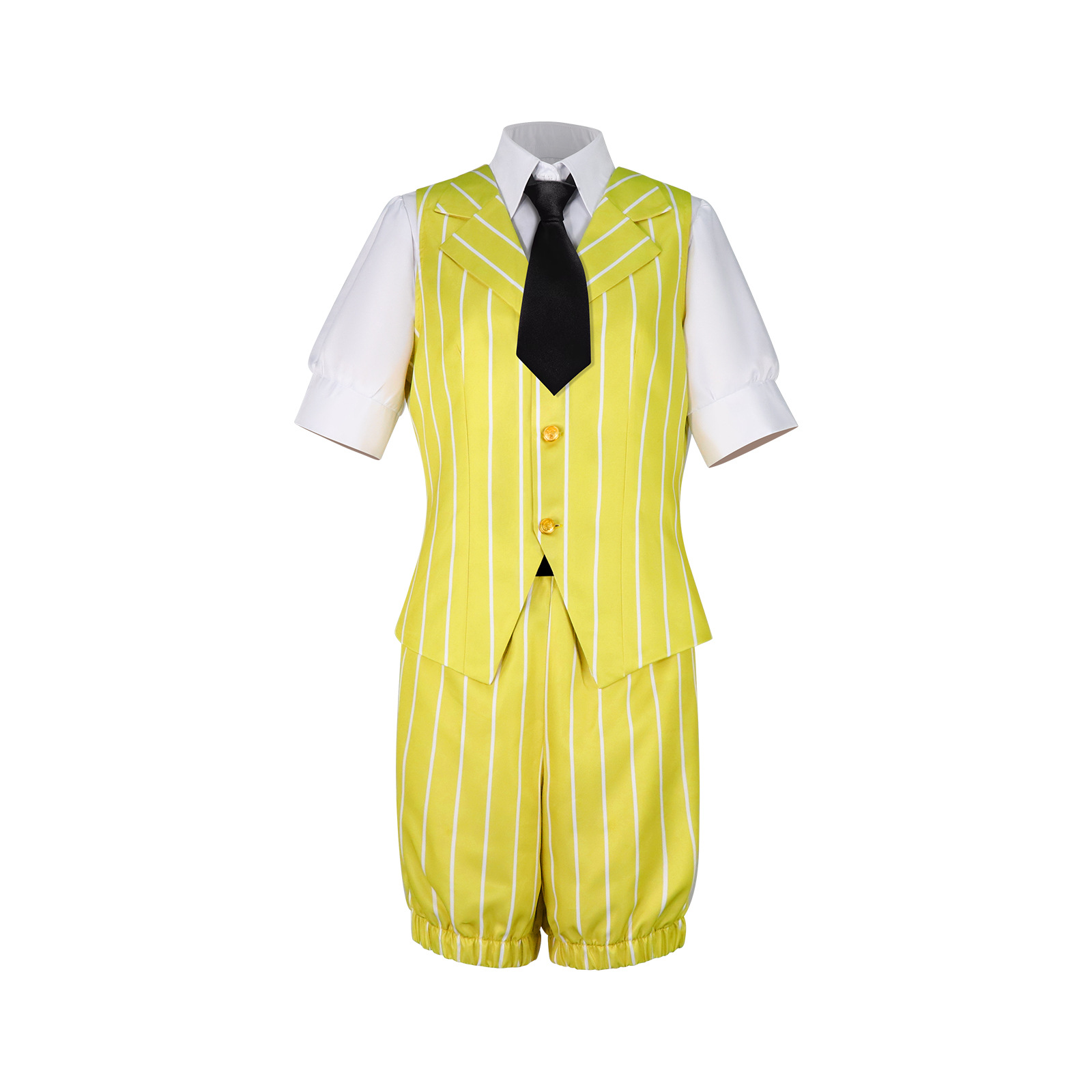 2 styles de tenues de cosplay anime pour femmes, jupe grise, short rayé jaune, manches imprimées, perruque blonde en option, tenue de cosplay d'Halloween