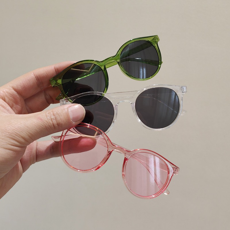 Lunettes de soleil simples pour enfants, monture ronde tendance, monture transparente, lunettes de soleil à la mode et personnalisées, résistantes aux UV