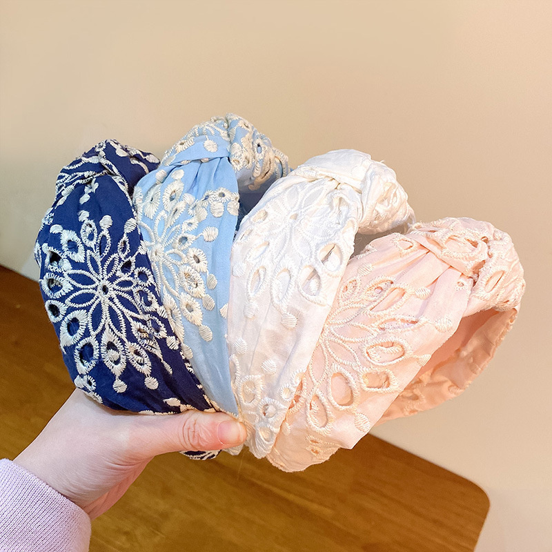 Serre-têtes larges en tissu brodé pour femmes et filles, accessoires de mode pour cheveux, bandeaux et cerceaux à cheveux