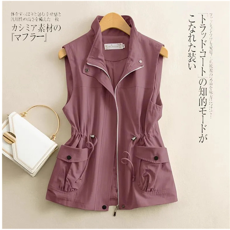 Gilet court pour femme, coupe ajustée, printemps-automne, décontracté, nouvelle collection 2026, en pur coton, sans manches