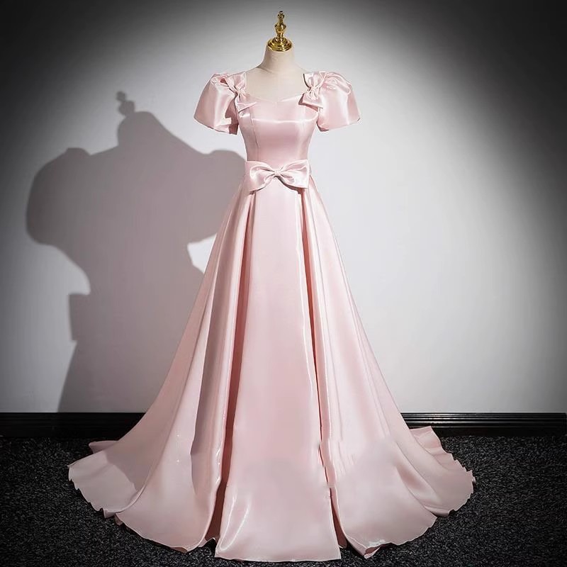 Robe de soirée en satin rose pour femme, nouvelle collection 2026, style élégant, pour soirée, chorale, cérémonie, défilé de mode, banquet, robe sur mesure