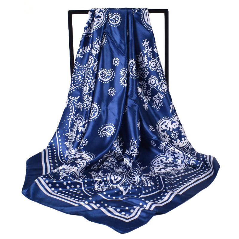 2025 luxe mode impression soie carré Foulard femmes doux Satin bandeau Foulard cravate femme bandeau Foulard sac ruban 90*90 cm