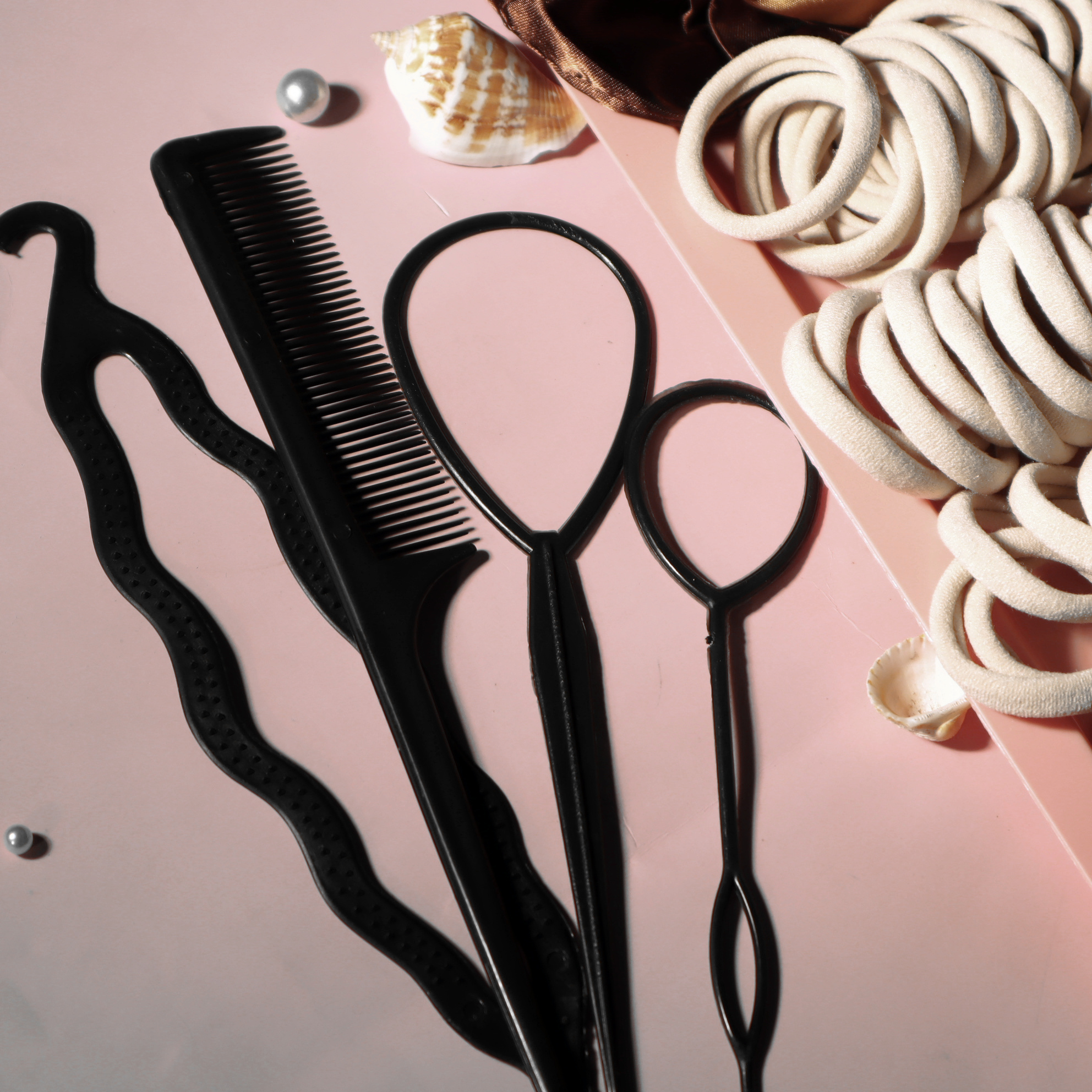 Ensemble d'accessoires pour cheveux pour femmes, sans couture, à la mode, porte-queue de cheval marron, variété de chouchous, bandeaux pour cheveux, attaches pour cheveux