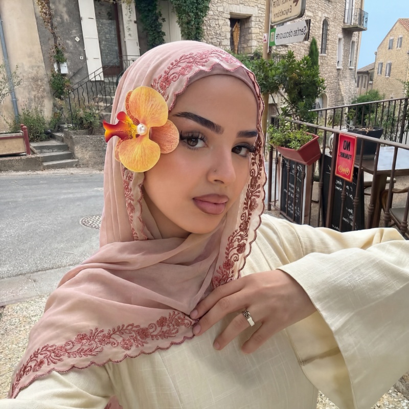 Hijab musulman de luxe en mousseline brodée, léger et doux pour la peau, élégant foulard bandana pour soirée, dîner ou rendez-vous