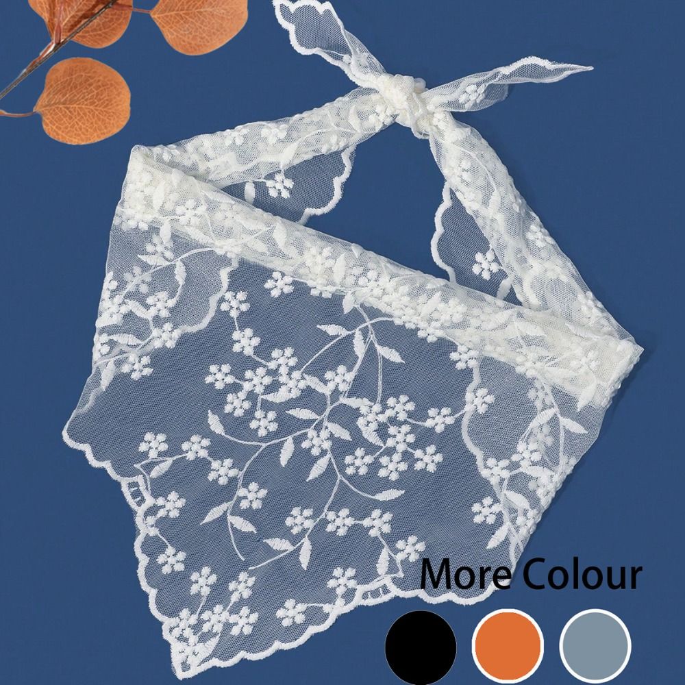 Nouveau foulard triangulaire en dentelle ajourée, bandeau charmant pour femme de bureau, attache-cheveux pour poignet