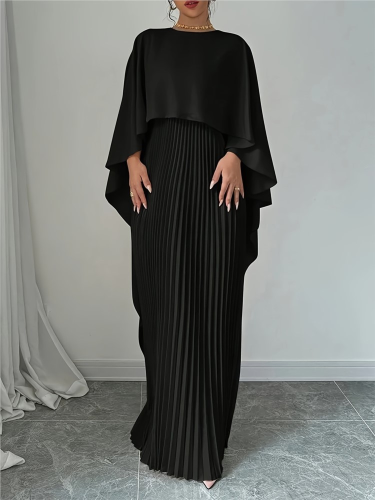 Robe longue à manches chauve-souris pour femmes, ample, bouclée, irrégulière, élégante, manches de sept pouces, nouvelle collection printemps été 2025