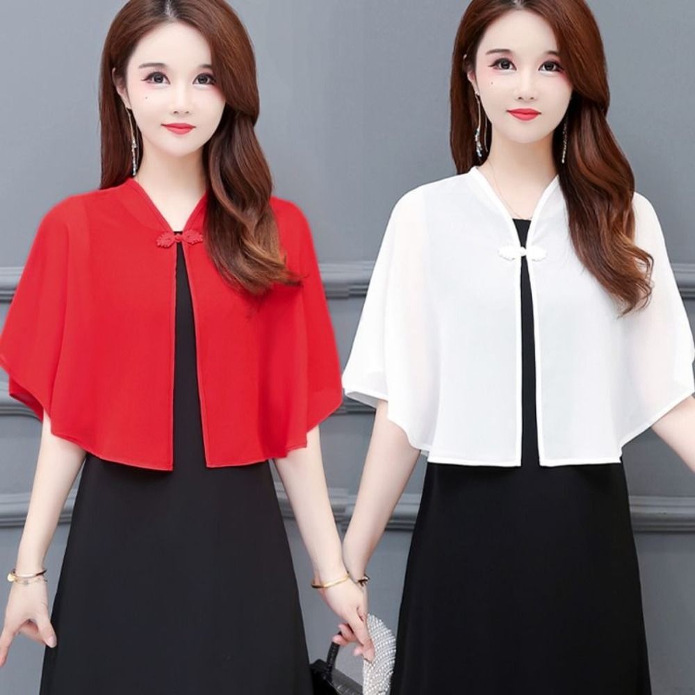 Vêtements d'extérieur courts en mousseline de soie pour femmes, châle de protection solaire, veste fine en dentelle Everak, vêtements de printemps d'été
