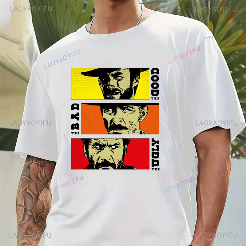 Mode hommes vêtements le bon le mauvais et laid impression t-shirt pour homme Il Buono Brutto Cattivo hauts été banlieue t-shirts occasionnels