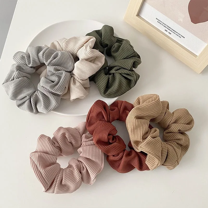 6 morceaux de grandes bandes de cheveux en tissu tricoté couleur Marmorino. Nouveau style, élégant adolescent fibre ultra-fine style coréen simple "In
