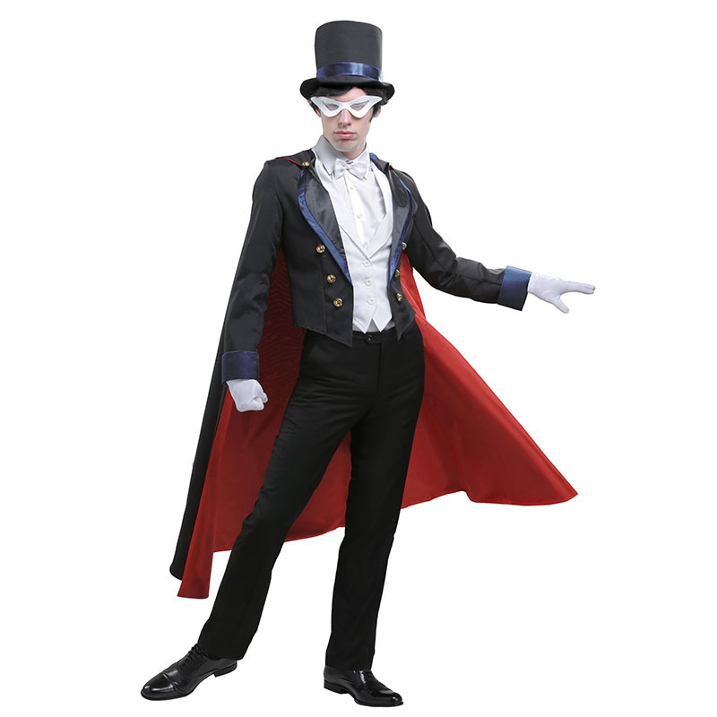 Costume de Cosplay Anime pour hommes adultes, vêtements de dîner de smoking, Costume complet, masque uniforme, Costume de magicien de Cosplay d'halloween