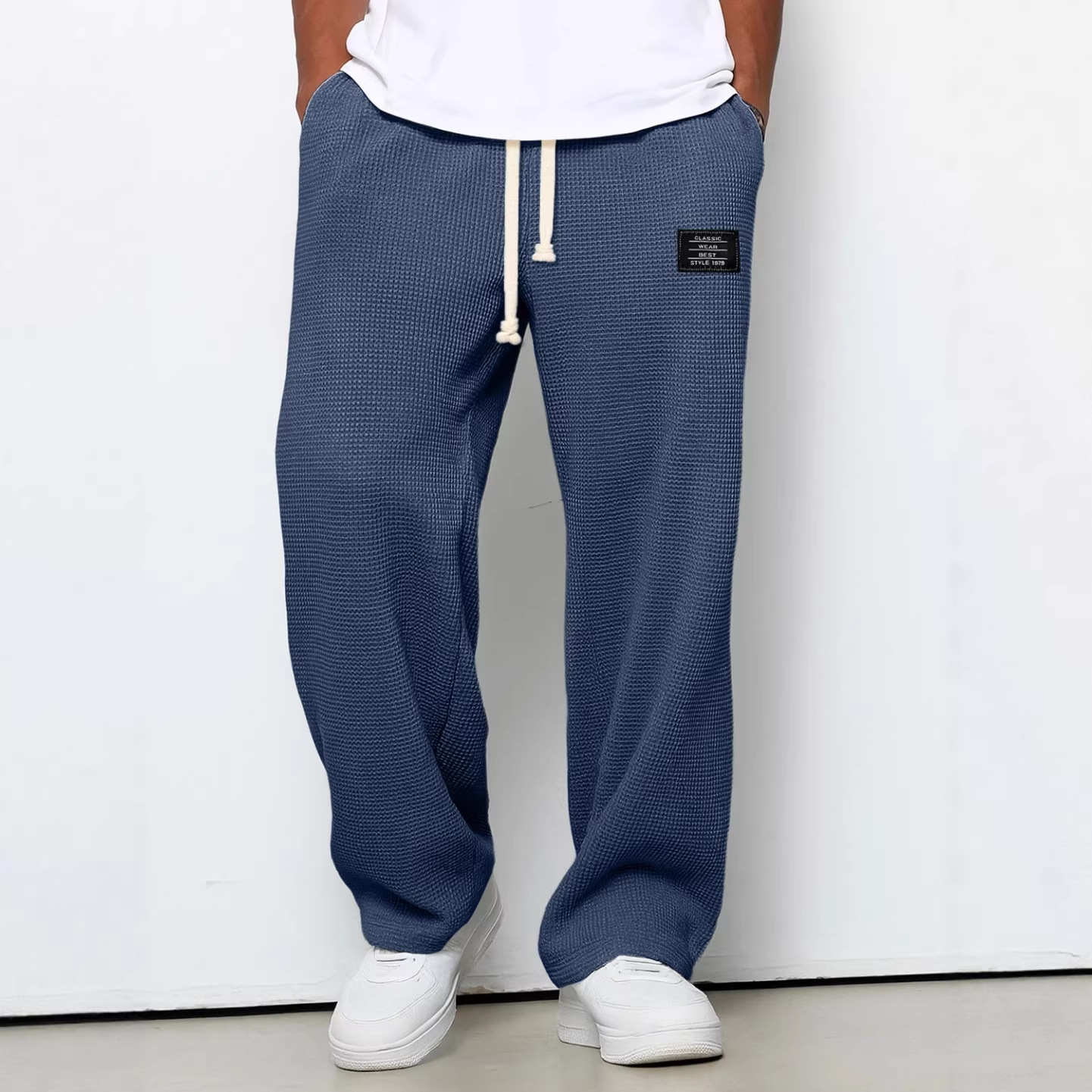 Pantalon de survêtement décontracté pour homme 2026, coupe droite, jambe large, taille élastique, collection printemps/automne, vêtements de sport pour homme
