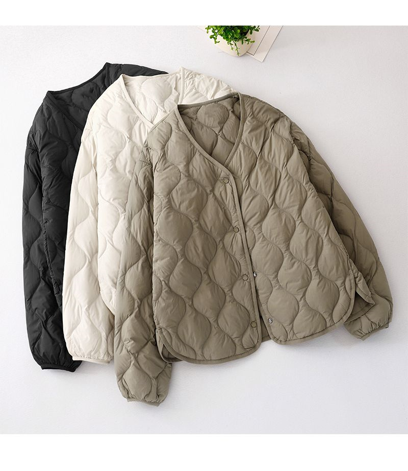 Veste d'hiver femme veste femme automne et hiver veste rembourrée femme courte Joker col en v empilé léger manteau rembourré en coton