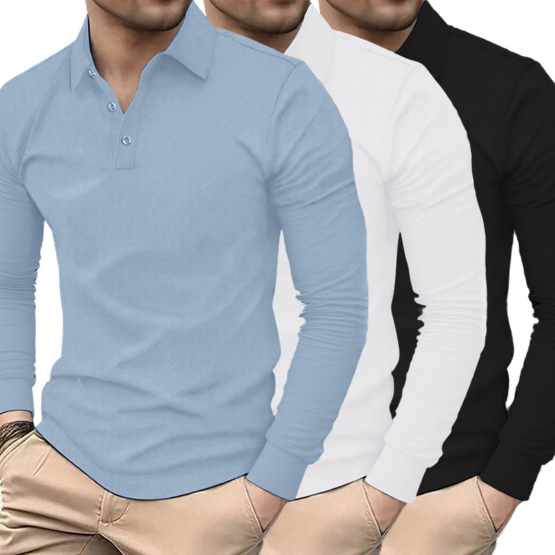 Polo basique à manches longues pour hommes, T-Shirts de rue confortables, décontractés, doux, vêtements d'automne, nouveau t-shirt de Golf