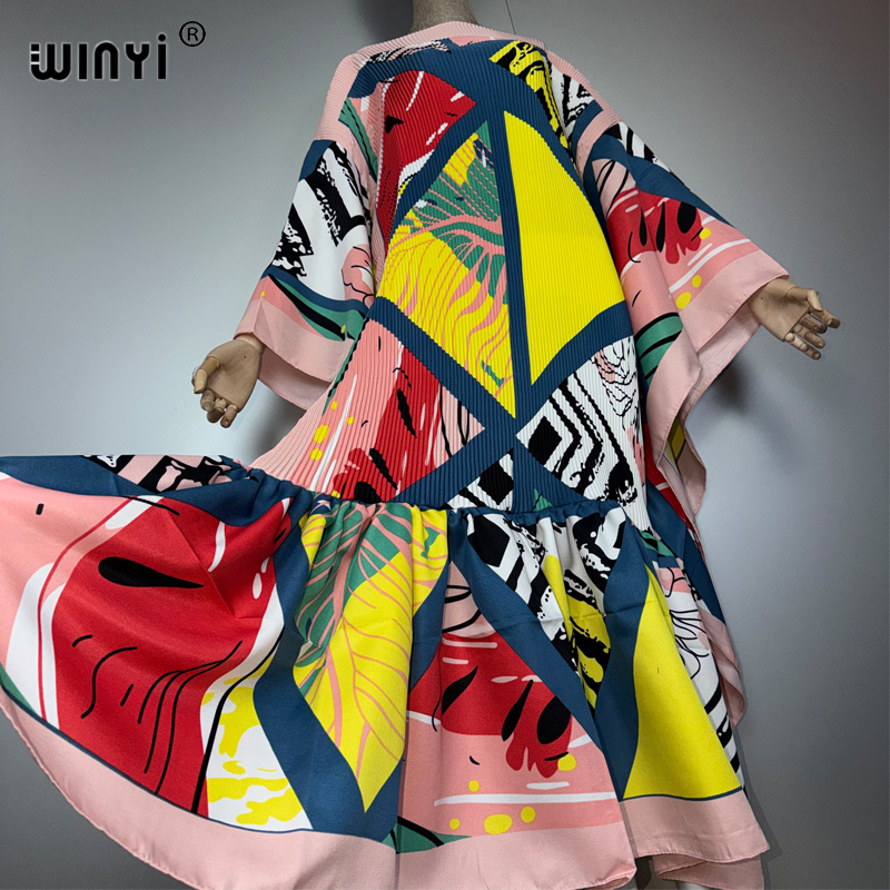 WINYI mode plissée élastique robe ample vacances plage couvrir maxi caftan abaya dubaï robes de soirée de luxe boho robe de soirée