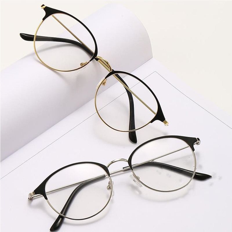Lunettes de lecture à monture ronde Vintage pour hommes et femmes, verres d'ordinateur en métal pour myopie, lunettes décoratives, lentilles de repos