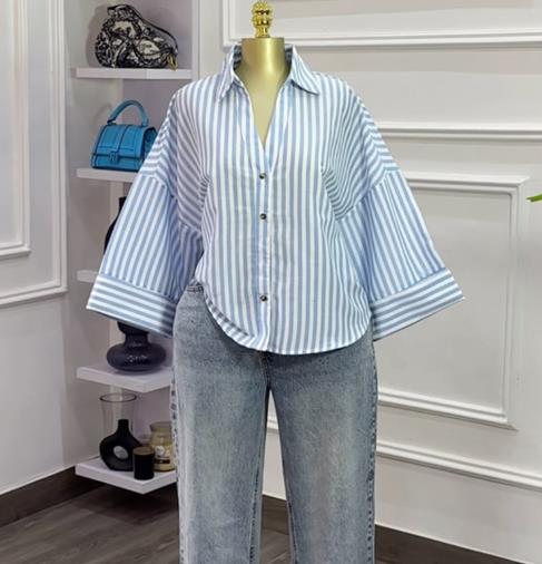 Chemisier femme 2025 printemps automne nouvelle mode col rabattu manches longues coupe ample décontracté couleur unie polyvalent petit haut