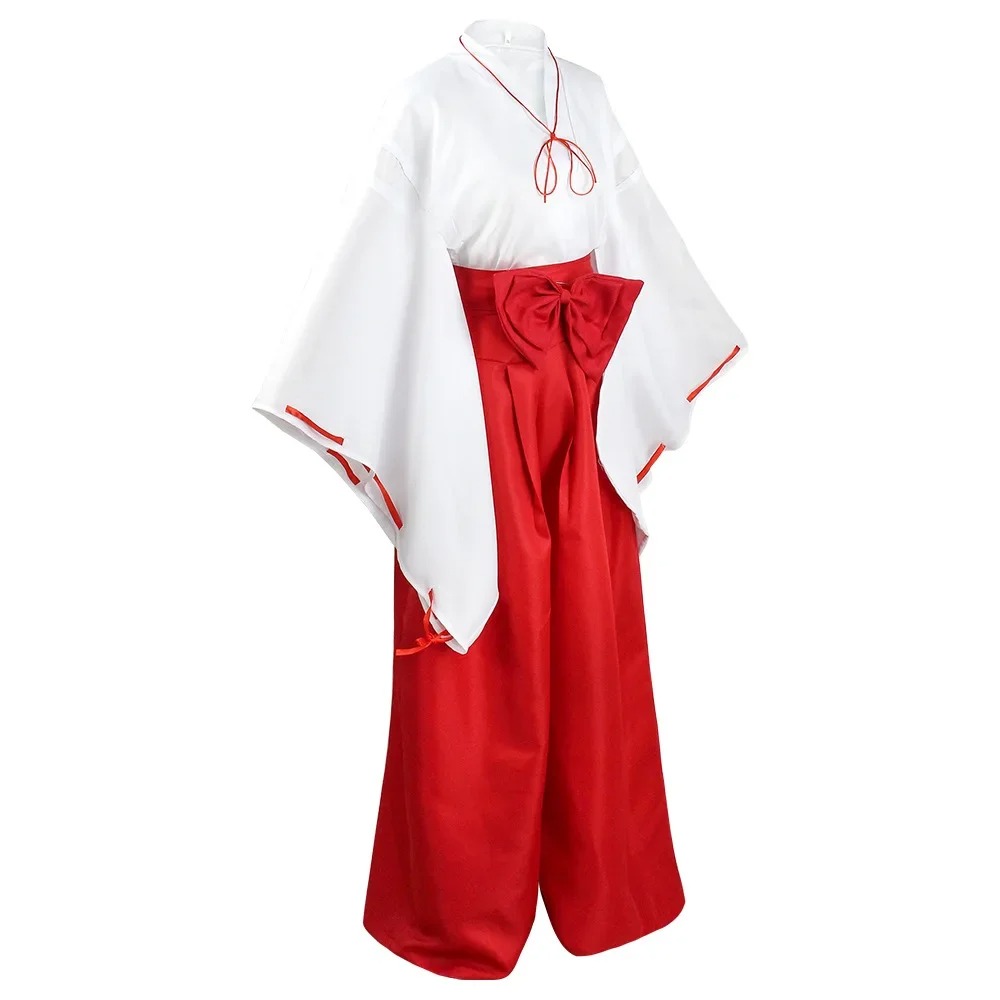 Costume de cosplay d'Inuyasha Kikyo, kimono de la servante du sanctuaire Miko, hakama rouge, tenue de cosplay pour femmes, costume d'Halloween et de carnaval.