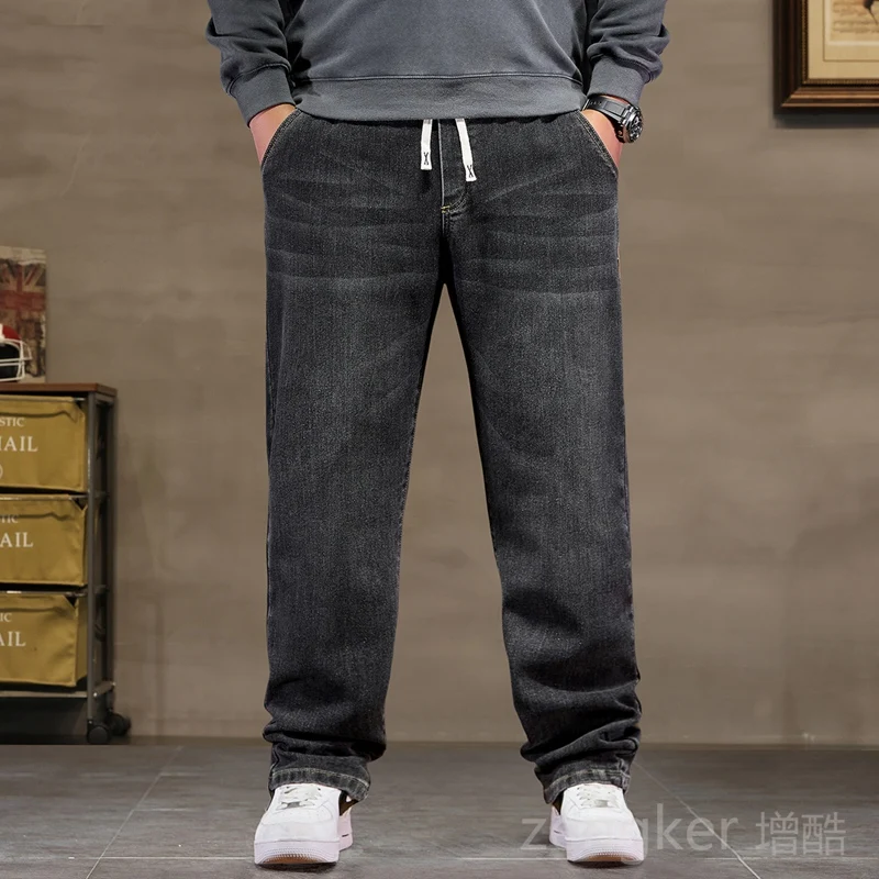 Jean grande taille homme ample droit automne homme haute élasticité père pantalon 44 46 48 jean pour homme 7XL 6XL 5XL 8XL