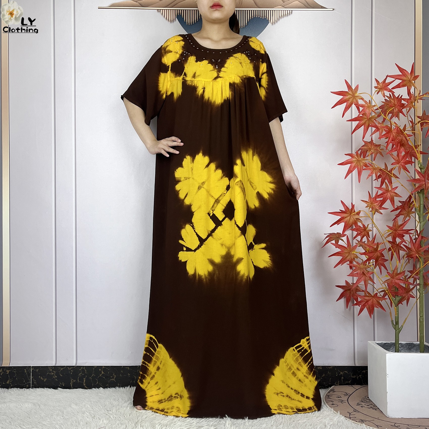 Robe musulmane en coton imprimé floral pour femmes, robes de soirée décontractées, vêtements Abaya africains Maxi, mode de vacances, adt Islam, nouveau