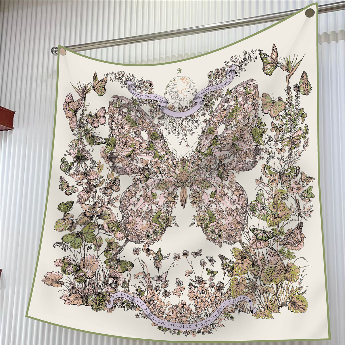 Foulard en soie sergé 90cm, châle de luxe imprimé fleurs papillon, Foulard carré pour femmes, Hijabs, Bandana, Foulard, foulard de tête
