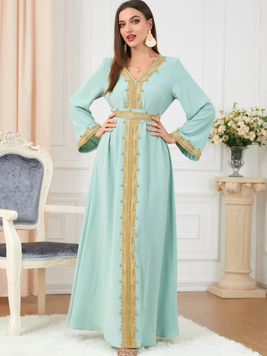 Robe musulmane arabe marocaine Abaya femmes broderie maxi Abayas dubaï turquie Islam caftan Longue musulmane robes Largos 2022