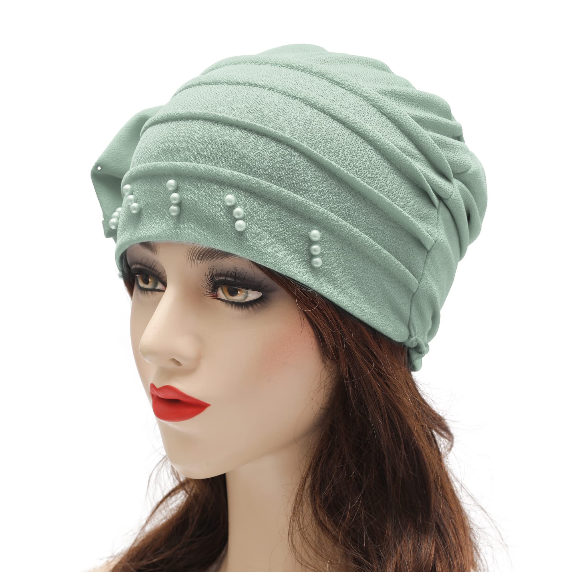 2024 nouvelles perles mode musulmane femmes Hijabs Turban bonnet chapeau avec fleur chimio chapeaux élastique tête enveloppement casquette