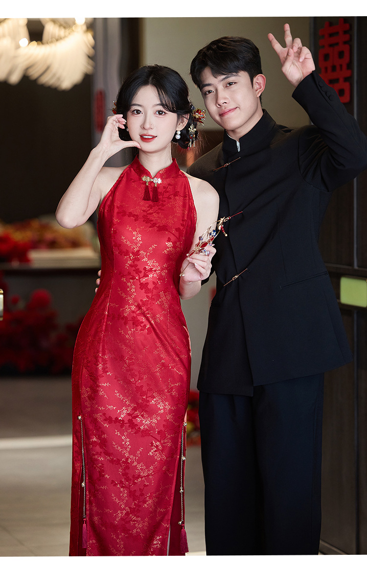 Vêtements traditionnels chinois Cheongsam rouge, robe Qipao sans manches améliorée pour jeunes, été