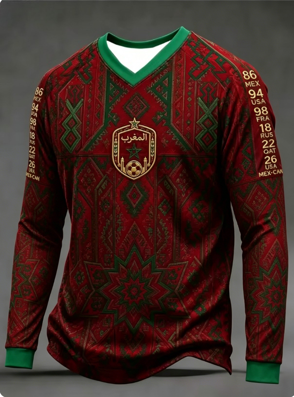 Mode masculine marocaine 2026 : T-shirt de sport à manches longues imprimé dégradé, absorbant l'humidité, respirant, polyvalent pour le quotidien et la mode urbaine